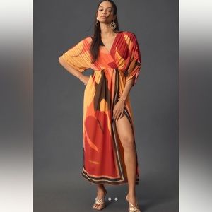 NWT Farm Rio Short-Sleeve Wrap-Front Maxi Dress